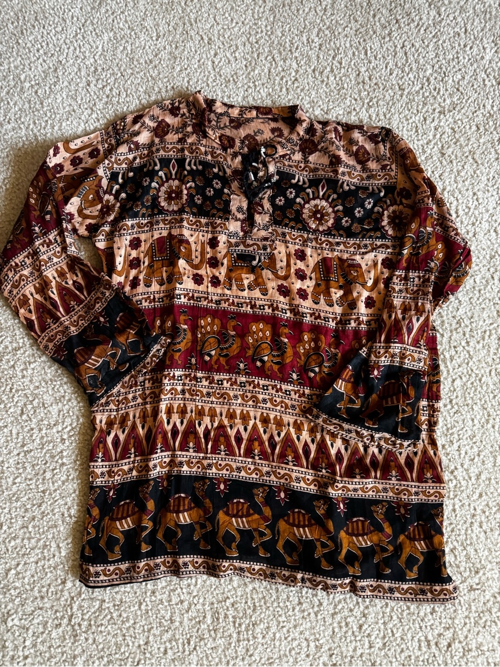 Boho Elephant Print Tunic One size